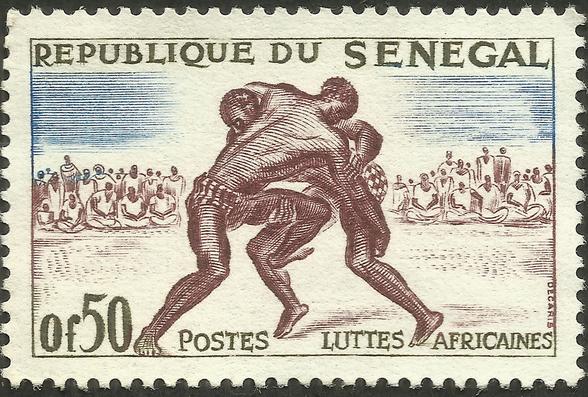 Traditional Senegalese wrestling (laamb) illustration
